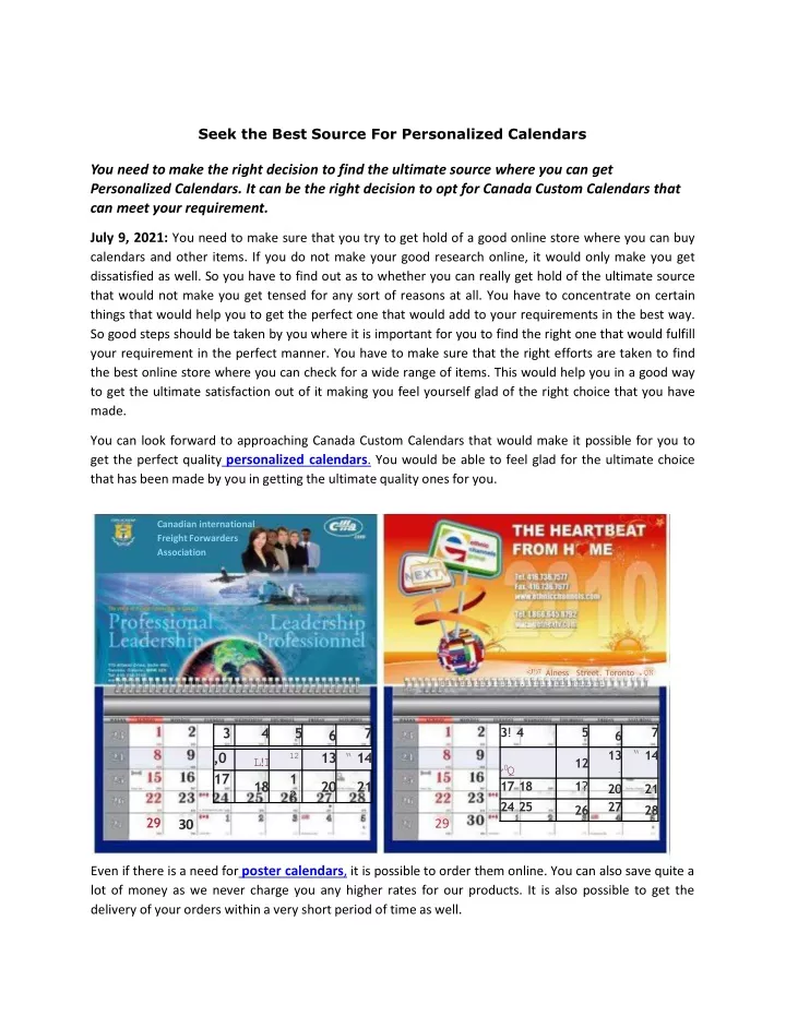 seek the best source for personalized calendars