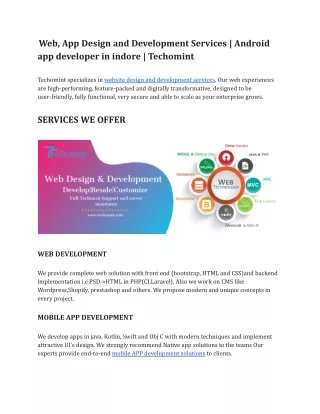 web app design and development services android