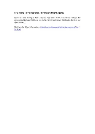 cto hiring cto recruiter cto recruitment agency