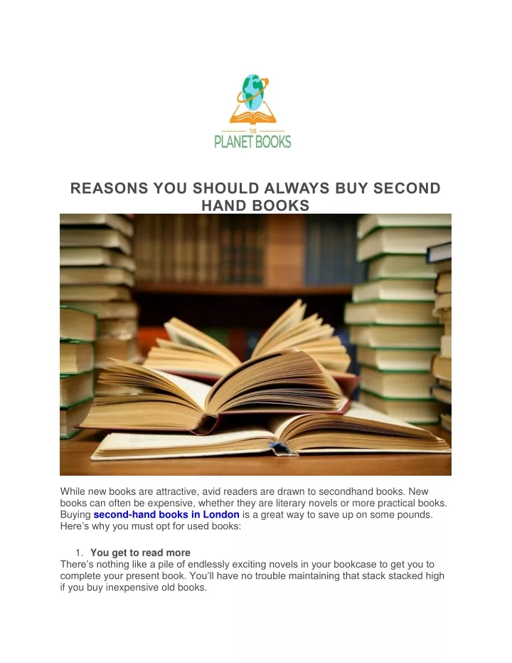 Ppt Reasons You Should Always Buy Second Hand Books Powerpoint