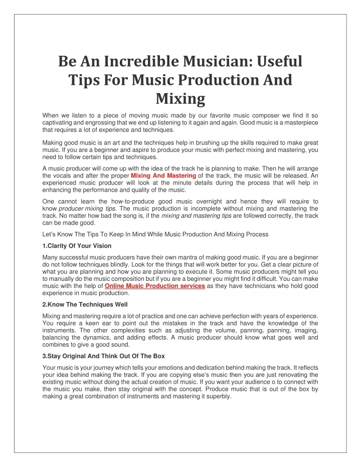 be an incredible musician useful tips for music