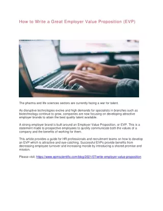 how to write a great employer value proposition