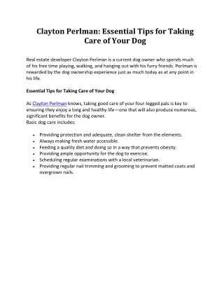 clayton perlman essential tips for taking care