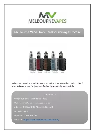 Melbourne Vape Shop | Melbournevapes.com.au