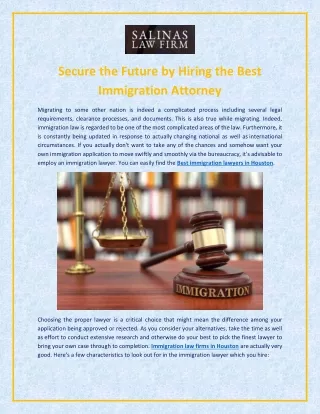 Secure the Future by Hiring the Best Immigration law firms in Houston