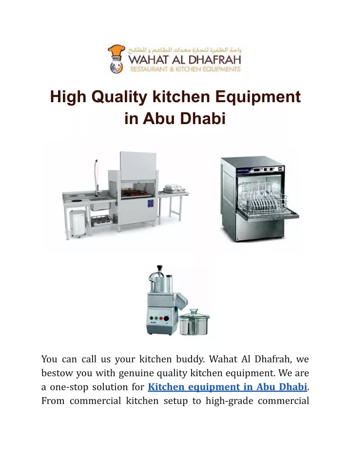 high quality kitchen equipment in abu dhabi