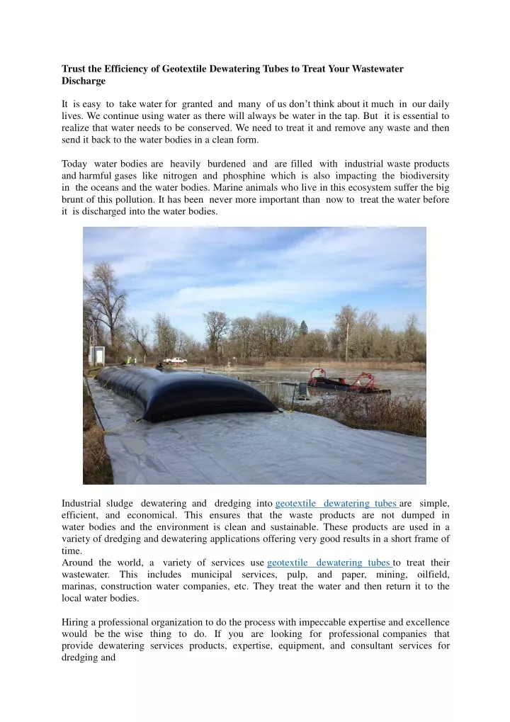 trust the efficiency of geotextile dewatering