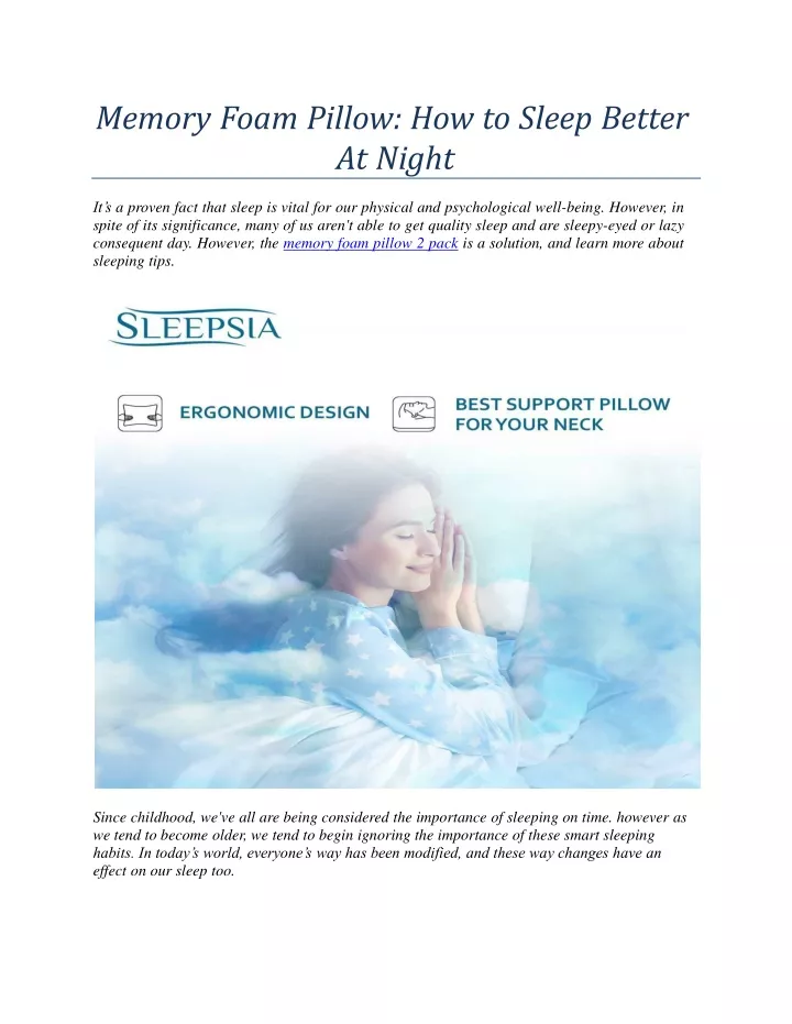 memory foam pillow how to sleep better at night