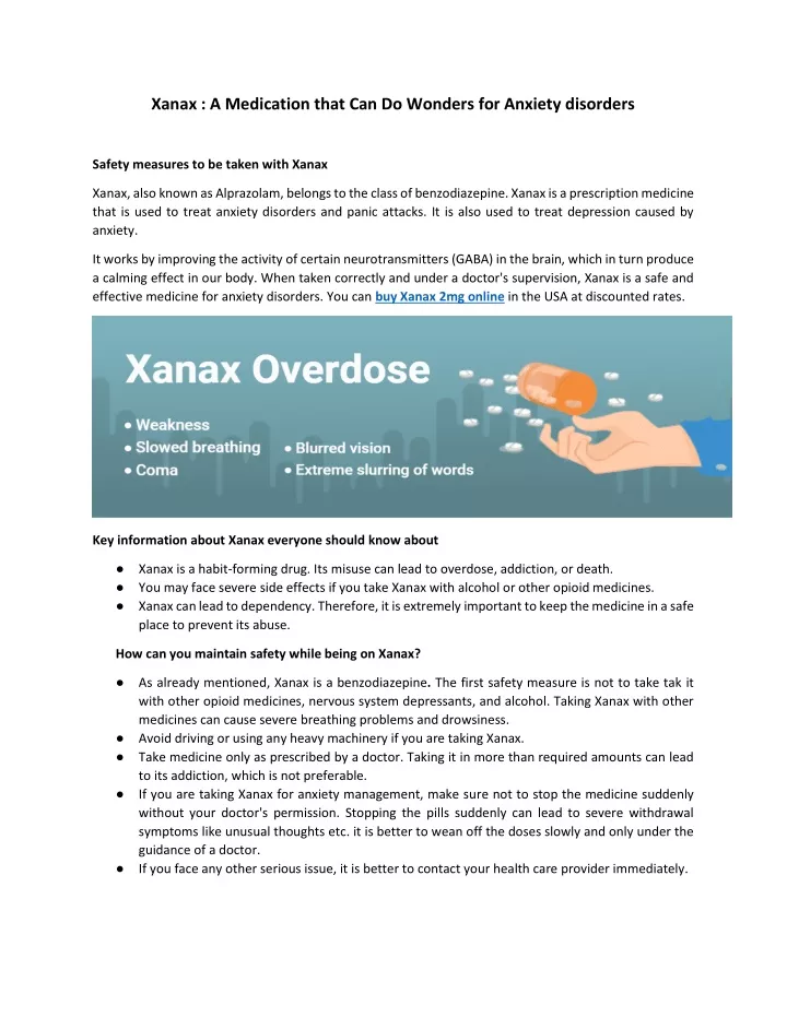 xanax a medication that can do wonders