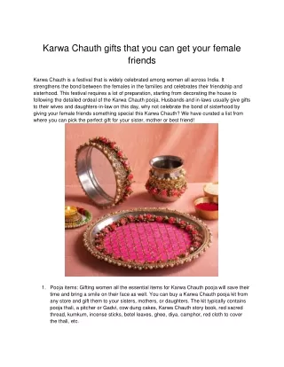 Karwa Chauth gifts that you can get your female friends