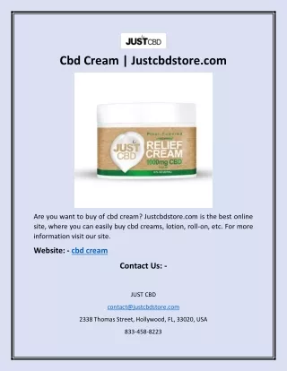cbd cream justcbdstore com