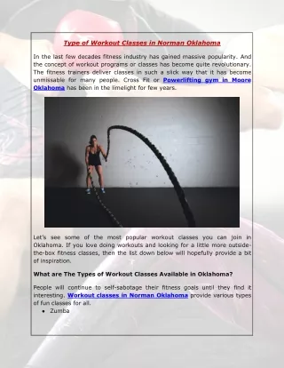 Type of Workout Classes in Norman Oklahoma