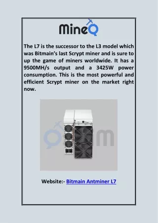 ASIC Miner  Bitmain Antminer L7