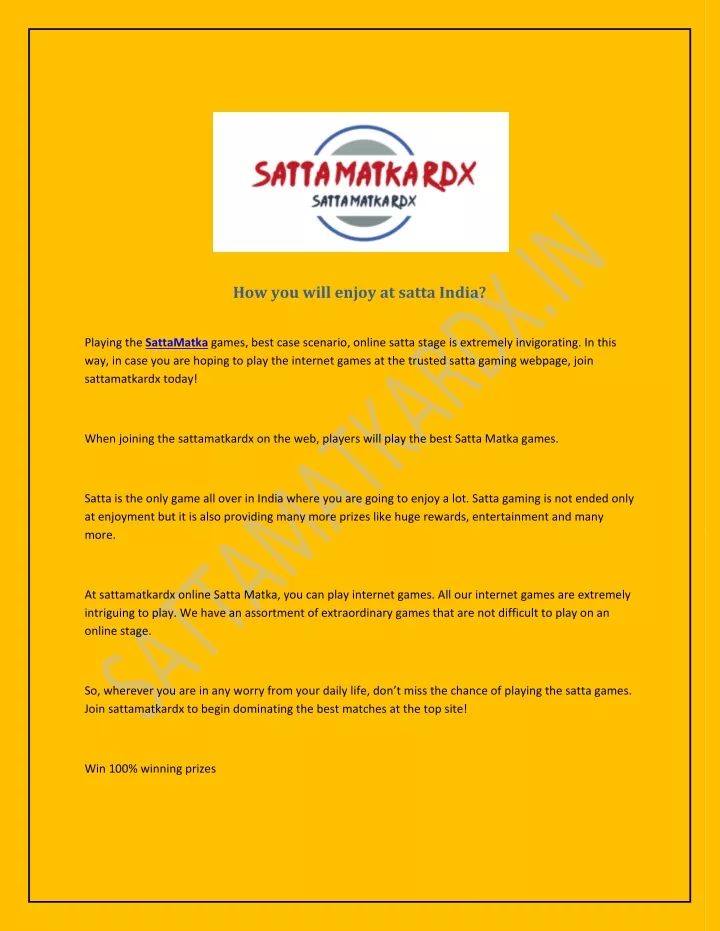 how you will enjoy at satta india