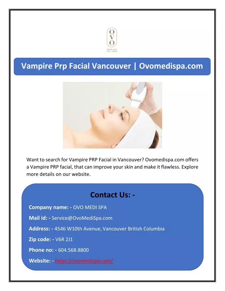 vampire prp facial vancouver ovomedispa com