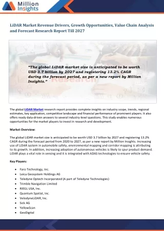 lidar market revenue drivers growth opportunities