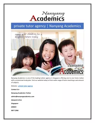 private tutor agency nanyang academics