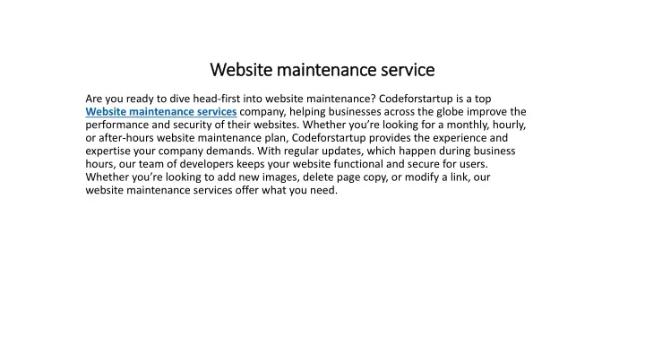 website maintenance service