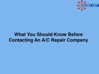 What You Should Know Before Contacting An AC Repair Company