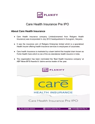 Care Health Insurance Pre IPO