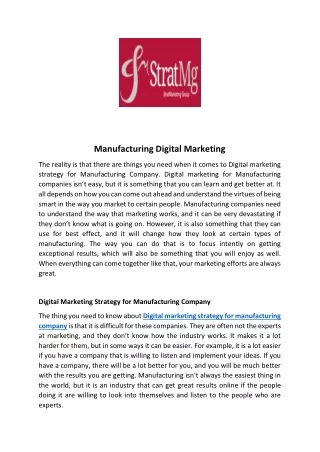 manufacturing digital marketing
