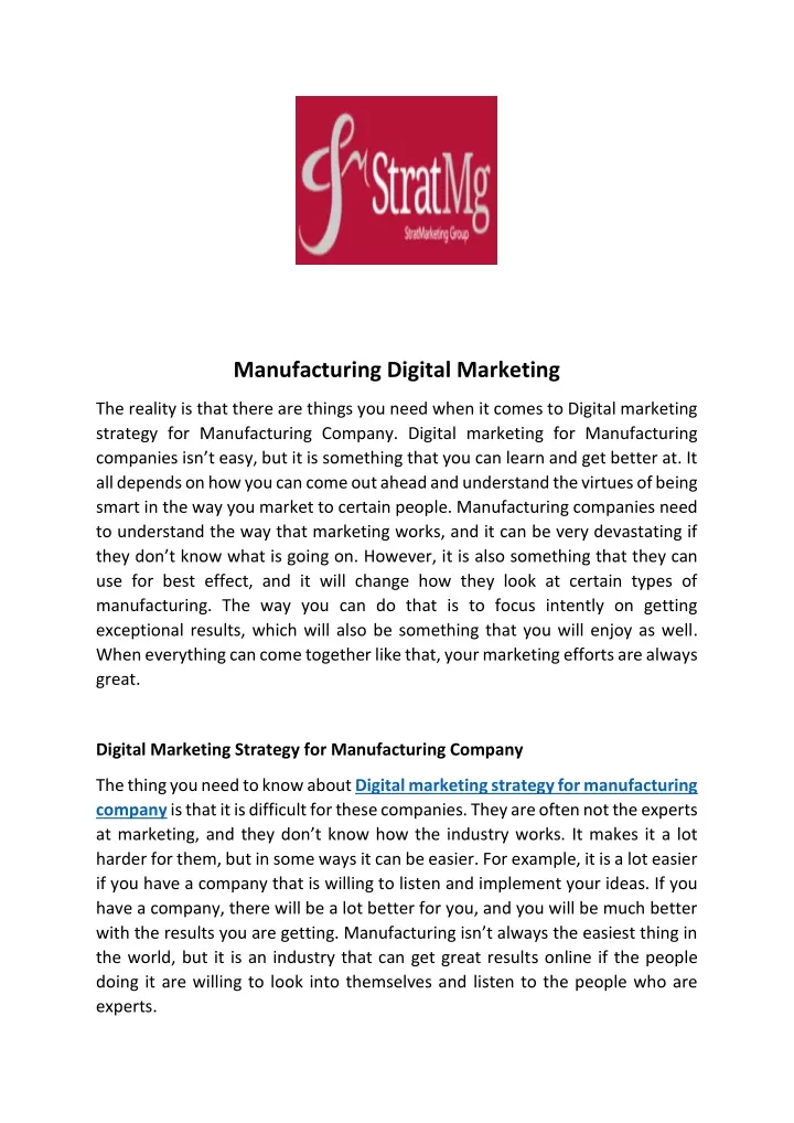 manufacturing digital marketing