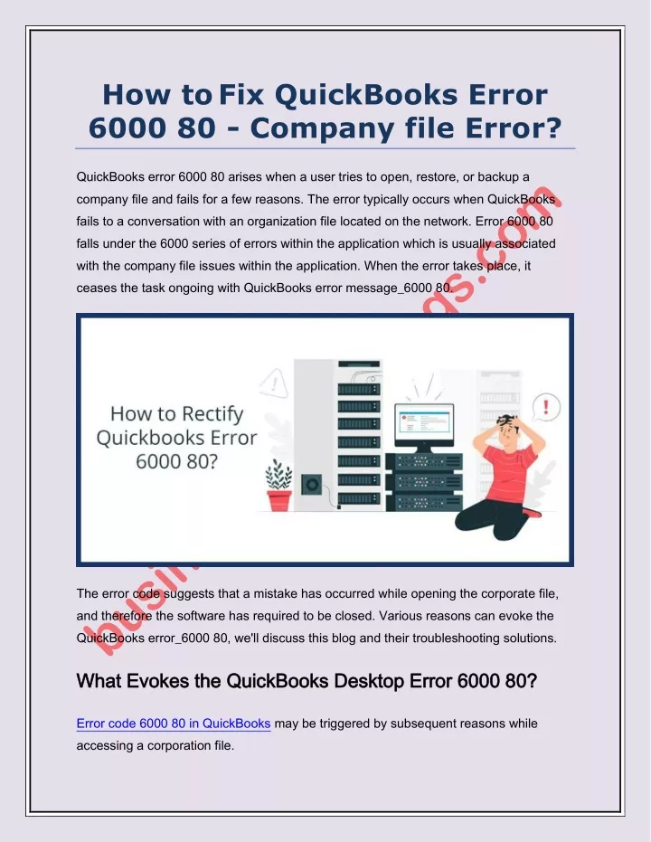 how to fix quickbooks error 6000 80 company file