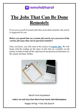 The Jobs That Can Be Done Remotely