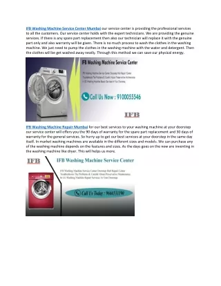 IFB Washing Machine Service Center Mumbai