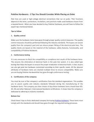 poleline hardwares 3 tips you should consider