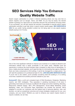 seo services help you enhance quality website