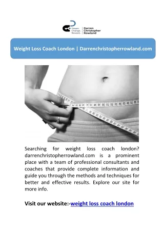 Weight Loss Coach London | Darrenchristopherrowland.com