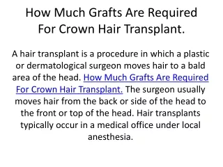 How Much Grafts Are Required For Crown Hair