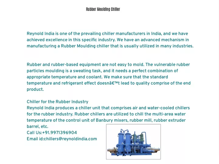 rubber moulding chiller