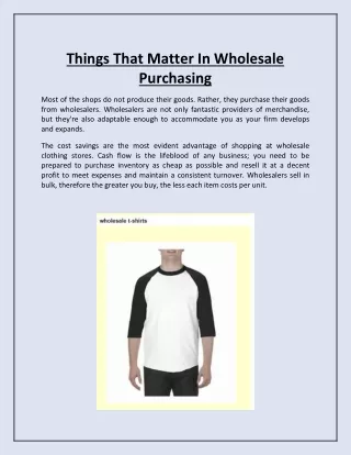 Things That Matter In Wholesale Purchasing