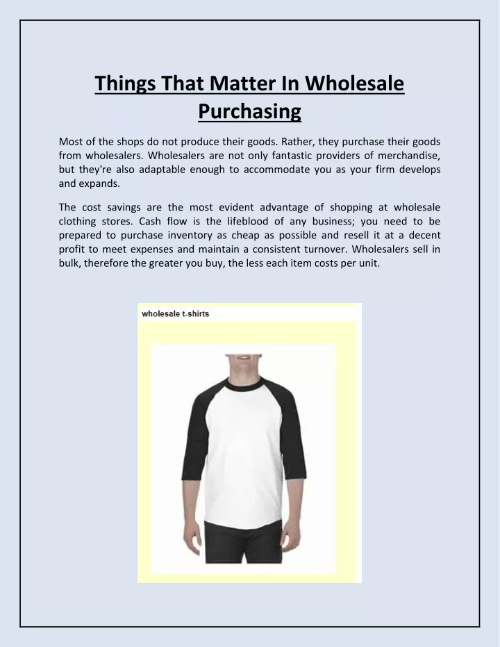 things that matter in wholesale purchasing