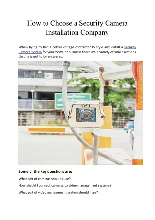 Security Camera Installation