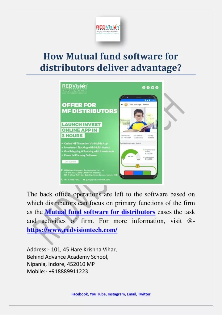 how mutual fund software for distributors deliver