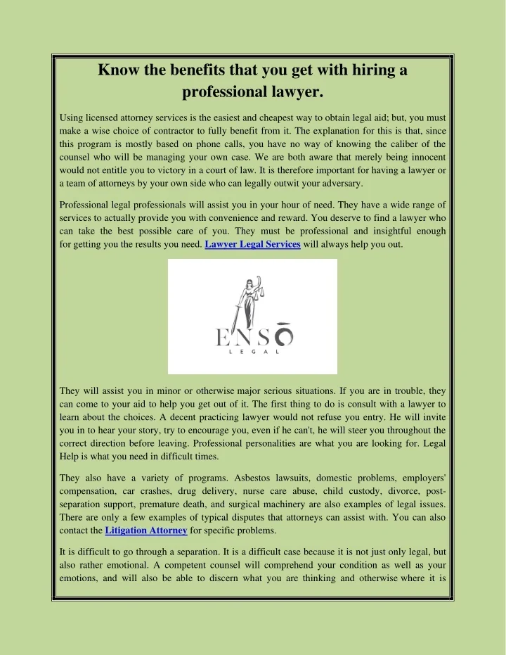 PPT - Know the benefits that you get with hiring a professional lawyer ...