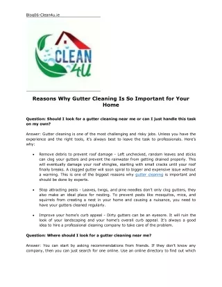 Reasons Why Gutter Cleaning Is So Important for Your Home