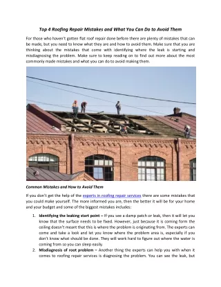 Top 4 Roofing Repair Mistakes and What You Can Do to Avoid Them