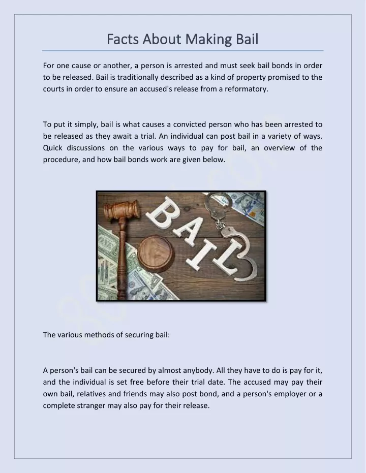 facts about making bail facts about making bail