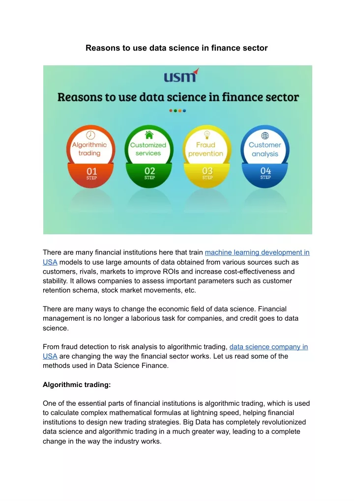 reasons to use data science in finance sector