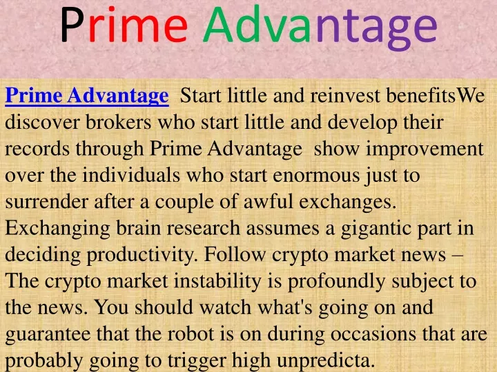 prime advantage
