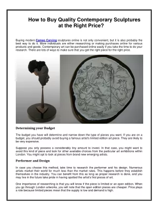 How to Buy Quality Contemporary Sculptures at the Right Price?