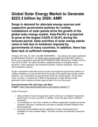 Global Solar Energy Market