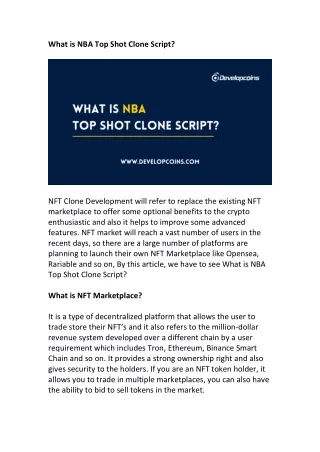 What is NBA Top Shot Clone Script