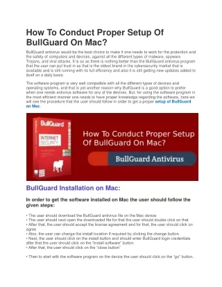 How To Conduct Proper Setup Of BullGuard On Mac?
