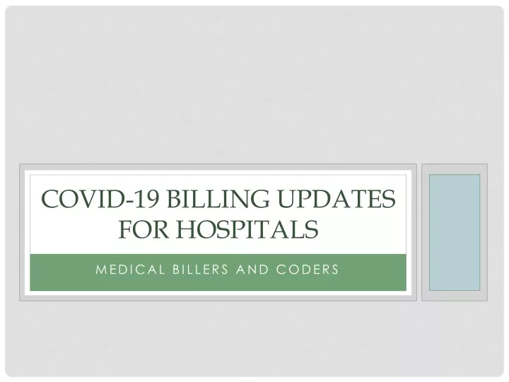 covid 19 billing updates for hospitals