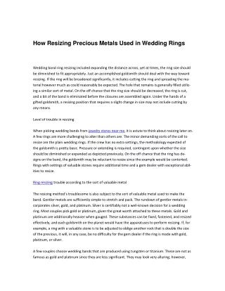 How Resizing Precious Metals Used in Wedding Rings